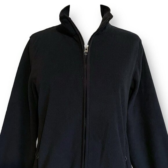 Lands End Womens Jacket Sz Large Black Fleece Full Zip Outdoor Classic Coat - Picture 2 of 7